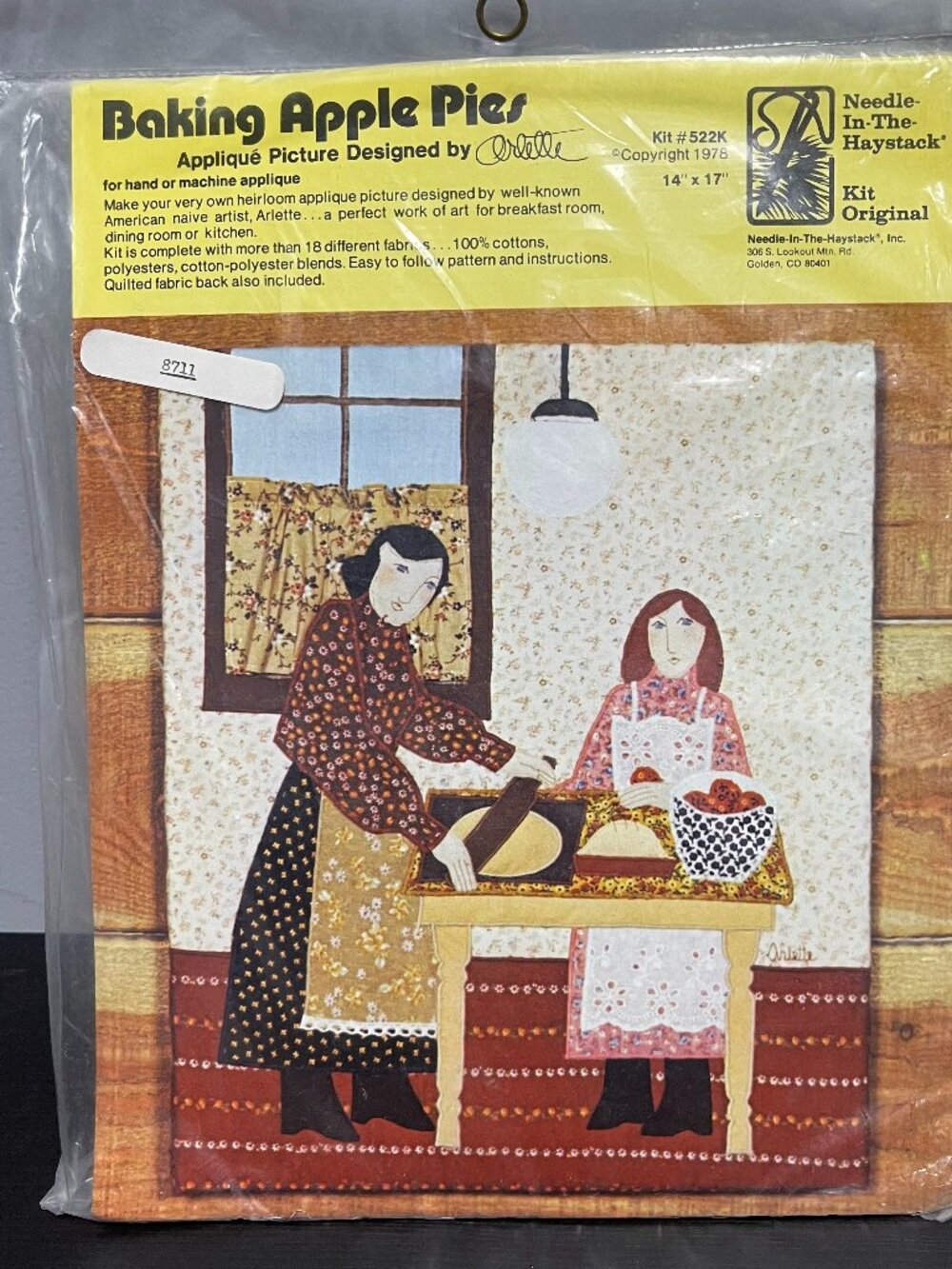 Vintage 1978 Sealed Baking Apple Pies Applique Kit Retro Folk Art